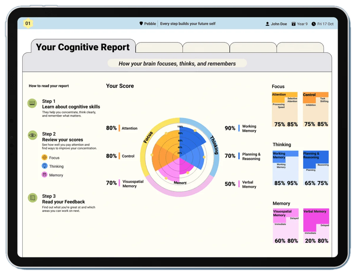 Student Report: a student's cognitive overview